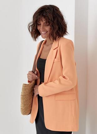 Женский классический однобортный пиджак - персиковый цвет, s (есть размеры)8 фото
