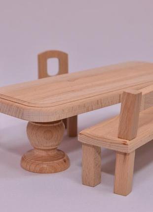 Игрушечный мебель для кукол lis "овальный деревянный стол с набором стульев"3 фото