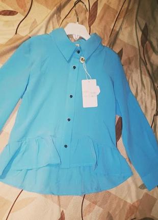 Блуза детская школьная голубая2 фото