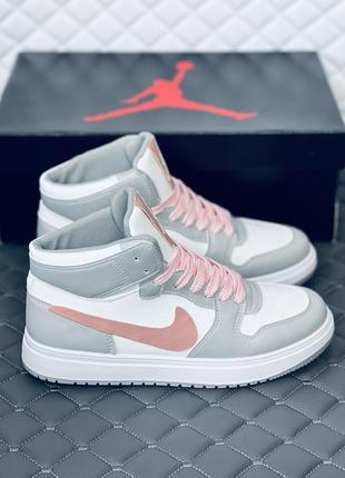 Кросівки хайтопи жіночі осінні nike air Silver jordan 1 кросовки найк джордан 1