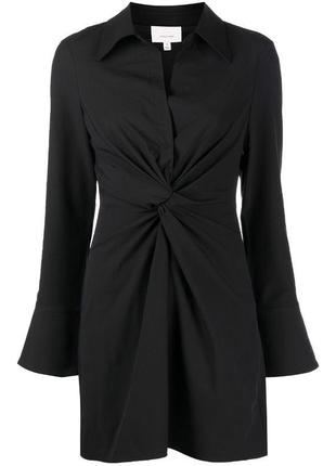 Шикарное черное платье - рубашка с узлом