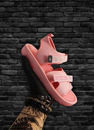 🌴new balance sandals pink🌴женские летние сандали нью беленс, розовые сланцы/шлепанцы2 фото