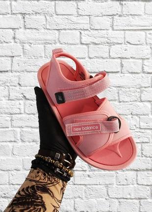 🌴new balance sandals pink🌴женские летние сандали нью беленс, розовые сланцы/шлепанцы5 фото