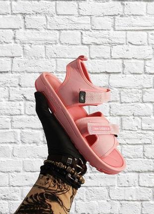 🌴new balance sandals pink🌴женские летние сандали нью беленс, розовые сланцы/шлепанцы6 фото