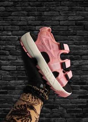 🌴літні fila disruptor sandals pink🌴літні жіночі сандалі/сланці/шльопанці філа, рожеві