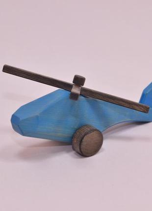 Машинка каталка детская из дерева lis вертолёт синий