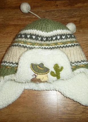 Теплая шапка и шарфик на 1-2 года2 фото