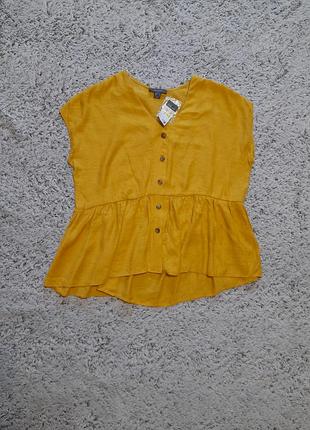 Желтая вискозная блуза, летняя, свободная