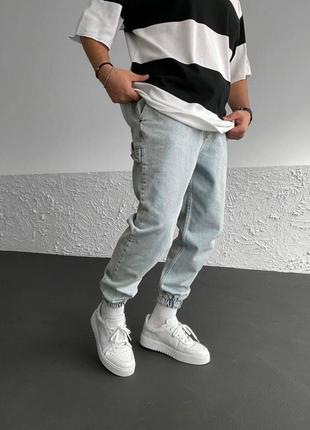 Мужские серые джинсы на манжете джоггеры серые мужские джинсы на манжете1 фото