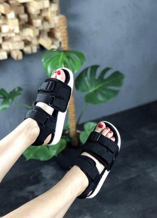 🌴летние женские сандали adidas sandals black white🌴сланцы/шлепанцы адидас черные літні2 фото