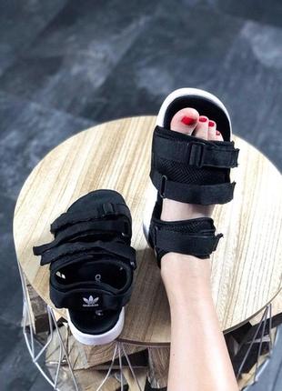 🌴летние женские сандали adidas sandals black white🌴сланцы/шлепанцы адидас черные літні4 фото