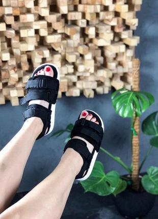 🌴летние женские сандали adidas sandals black white🌴сланцы/шлепанцы адидас черные літні6 фото