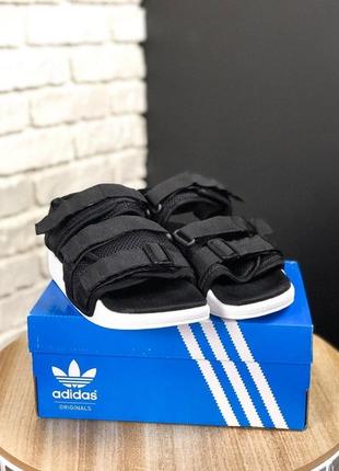 🌴летние женские сандали adidas sandals black white🌴сланцы/шлепанцы адидас черные літні7 фото