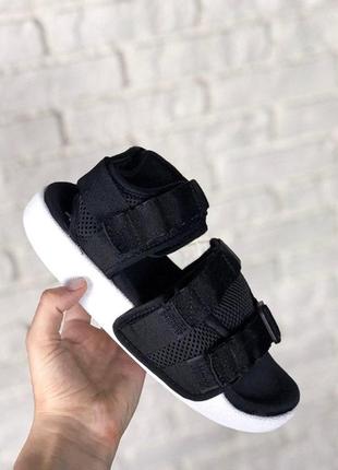 🌴летние женские сандали adidas sandals black white🌴сланцы/шлепанцы адидас черные літні