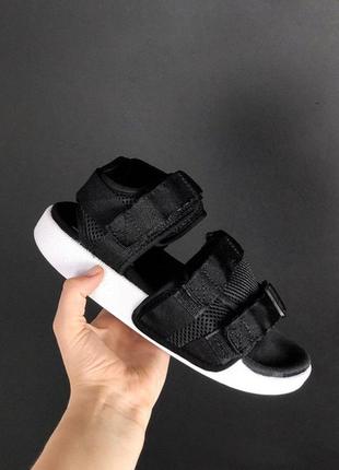 🌴летние женские сандали adidas sandals black white🌴сланцы/шлепанцы адидас черные літні9 фото