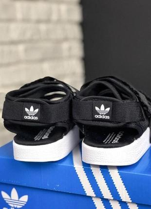 🌴летние женские сандали adidas sandals black white🌴сланцы/шлепанцы адидас черные літні10 фото