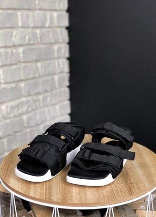 🌴летние мужские сандали adidas sandals black white🌴літні сланцы/шлепанцы адидас черные2 фото