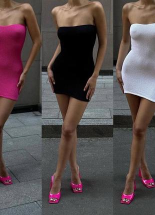 Сукня-бандо, колір: рожевий, чорний, білий, розмір: 42-44,44-467 фото