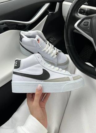 Кросівки nike blazer white black (висока підошва)