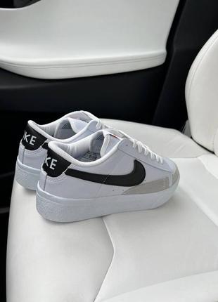 Кроссовки nike blazer low white black (высокая подошва)3 фото