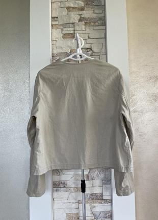 Лляний жакет куртка без коміра в японському стилі uniqlo10 фото