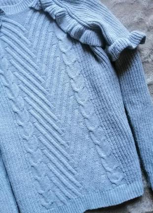 Серый свитер вязаный джемпер кофта с воланами оборками рюшами косы3 фото