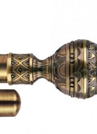 Карниз для штор orvit арабеска металевий дворядний гладка труба кільце металеве антик 19\19 мм 300 см1 фото