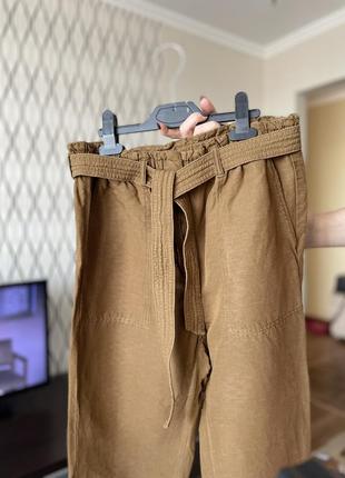 Штаны брюки коричневые с поясом размер м2 фото