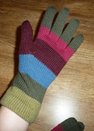 Женские трикотажные перчатки, варежки в отличном состоянии1 фото