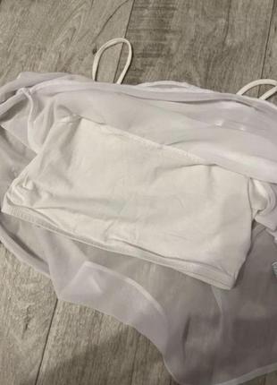 Базовый белый топ блуза шифоновый bershka размер 40-42-447 фото
