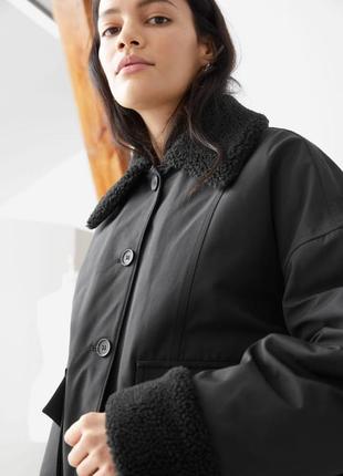 Куртка шерпа &XL / 50 buttoned boxy faux fur sherpa jacket / l