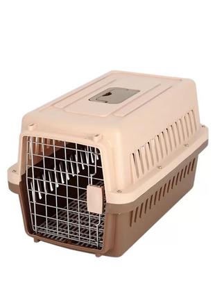 Переноска для кошек и собак контейнер для авиа перевозок животных с металлическими креплениями и дверью +1 фото