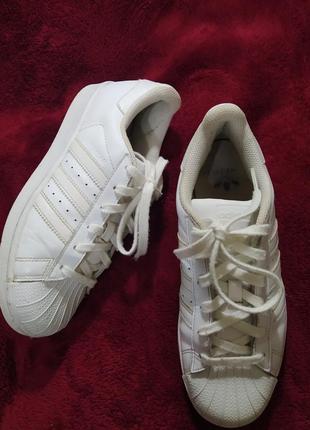 💖👍чудові шкіряні білі кросівки, кеди "adidas superstar"2 фото