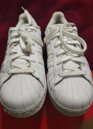 💖👍чудові шкіряні білі кросівки, кеди "adidas superstar"3 фото