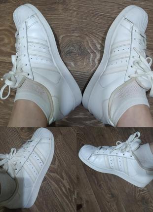 💖👍чудові шкіряні білі кросівки, кеди "adidas superstar"5 фото