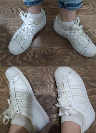 💖👍чудові шкіряні білі кросівки, кеди "adidas superstar"4 фото