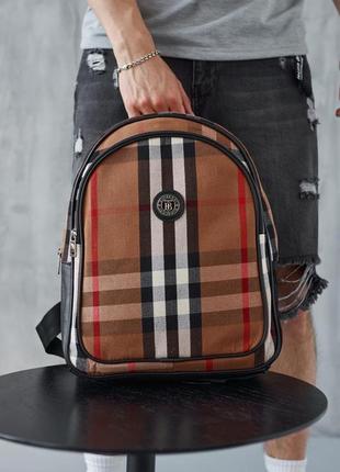 Преміальний брендовий рюкзак  в стилі burberry в клітинку якісний люкс стильний трендовий