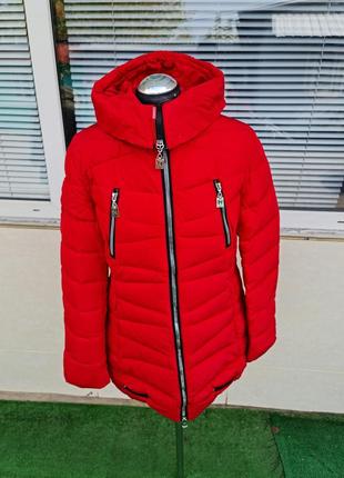 Женская курточка пальто пуховик демисезонная осенняя зимняя с капюшоном и меховым воротником9 фото