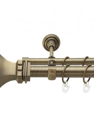 Карниз для штор orvit емпорія металевий дворядний гладка труба кільце металеве антик 25\19 мм 300 см