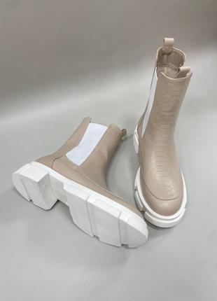 Черевики челсі з натуральної італійської шкіри та замші жіночі