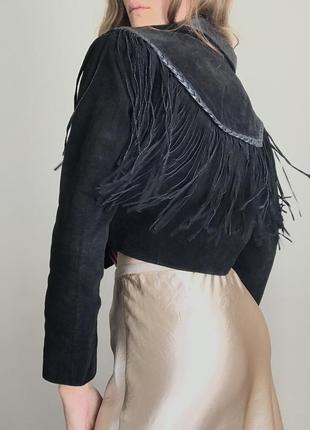 100% замш натуральная. черная винтажная leather gallery укороченная куртка женская кожаная редкая3 фото