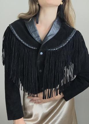 100% замш натуральная. черная винтажная leather gallery укороченная куртка женская кожаная редкая8 фото