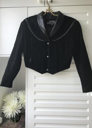 100% замш натуральная. черная винтажная leather gallery укороченная куртка женская кожаная редкая2 фото