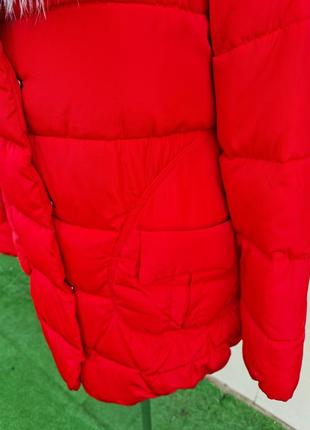 Женская курточка пальто пуховик демисезонная осенняя зимняя с капюшоном и меховым воротником7 фото