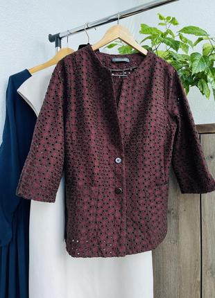 Marina rinaldi батальний жакет з мережива прошва винного кольору