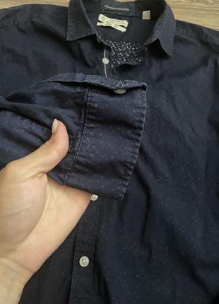 Рубашка коттоновая темно-синяя мужская8 фото