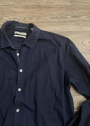 Рубашка коттоновая темно-синяя мужская7 фото