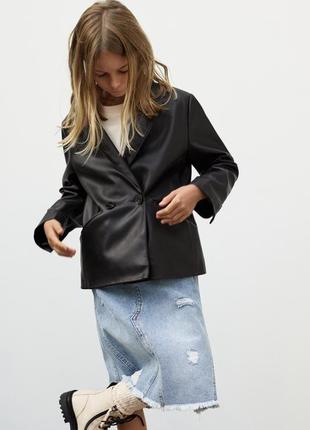 Кожаный пиджак  zara  9-10 лет