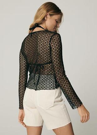 Кофта сетка джемпер свитер сетка ажурный чёрный