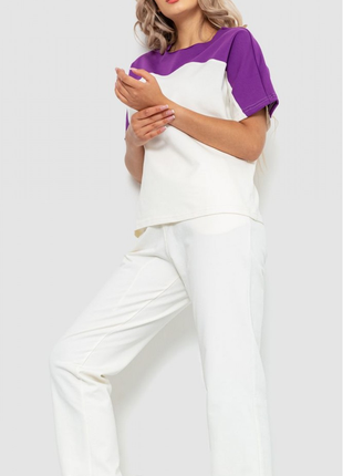 Костюм жіночий двокольоровий повсякденний, колір молочно-фіолетовий, 102r347